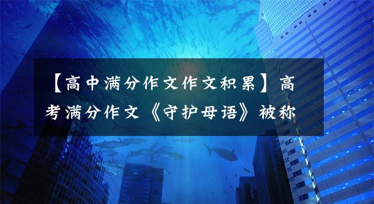 【高中滿分作文作文積累】高考滿分作文《守護(hù)母語》被稱為高中生“封神作”