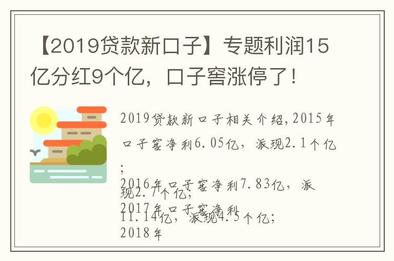 【2019貸款新口子】專題利潤15億分紅9個億，口子窖漲停了！