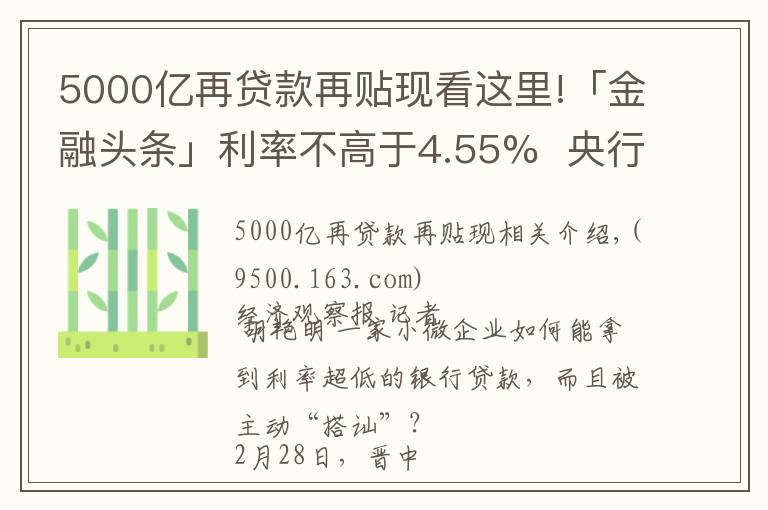 5000億再貸款再貼現(xiàn)看這里!「金融頭條」利率不高于4.55%  央行5000億再貸款再貼現(xiàn)資金投向追蹤