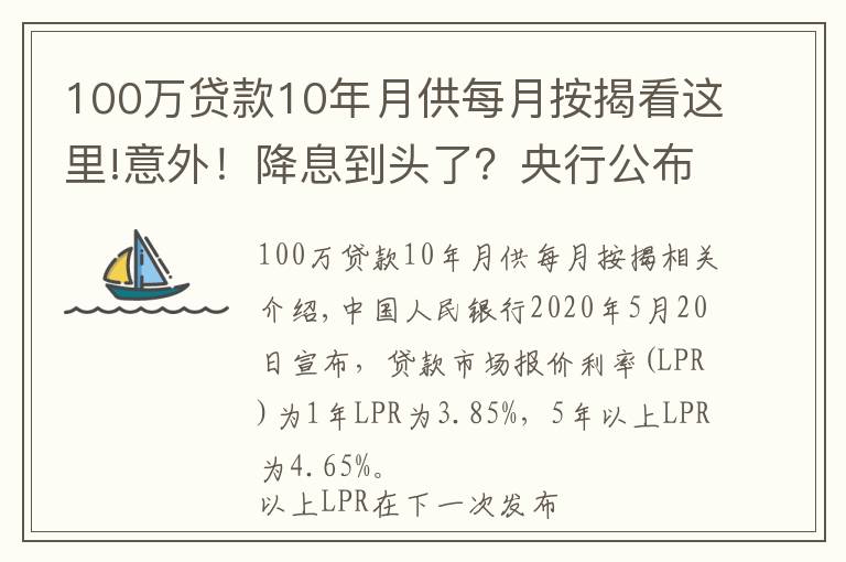 100萬貸款10年月供每月按揭看這里!意外！降息到頭了？央行公布最新LPR報價