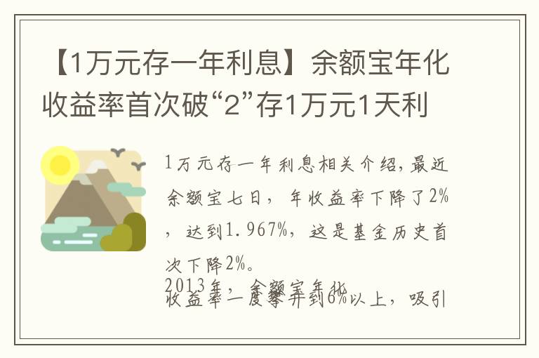 【1萬元存一年利息】余額寶年化收益率首次破“2”存1萬元1天利息不到6毛