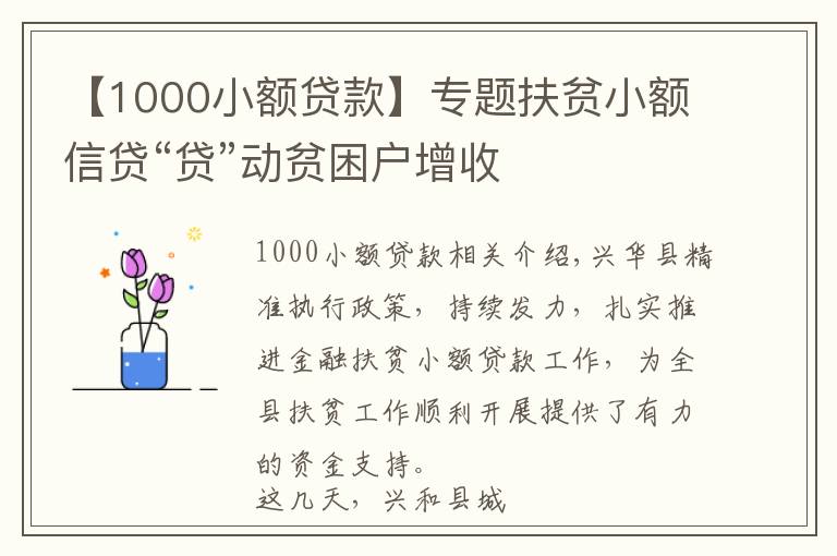 【1000小額貸款】專題扶貧小額信貸“貸”動貧困戶增收