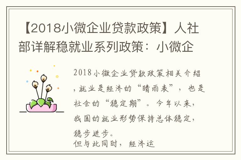 【2018小微企業(yè)貸款政策】人社部詳解穩(wěn)就業(yè)系列政策：小微企業(yè)創(chuàng)業(yè)擔(dān)保貸款申請由200萬提到300萬