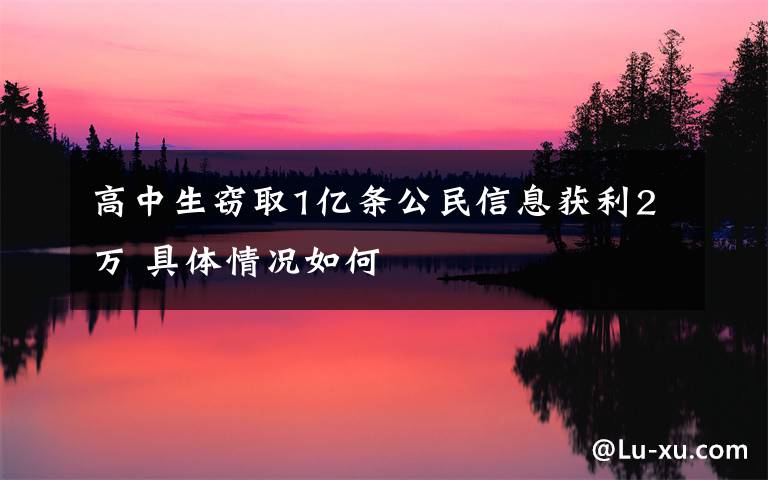 高中生竊取1億條公民信息獲利2萬 具體情況如何