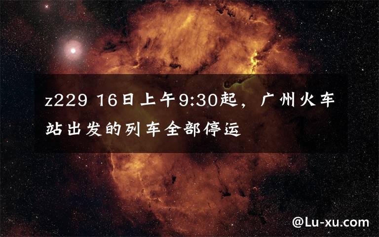 z229 16日上午9:30起，廣州火車站出發(fā)的列車全部停運(yùn)