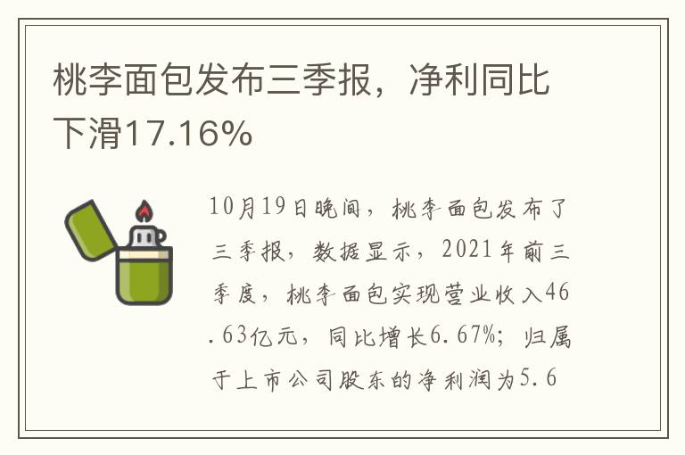 桃李面包發(fā)布三季報，凈利同比下滑17.16%