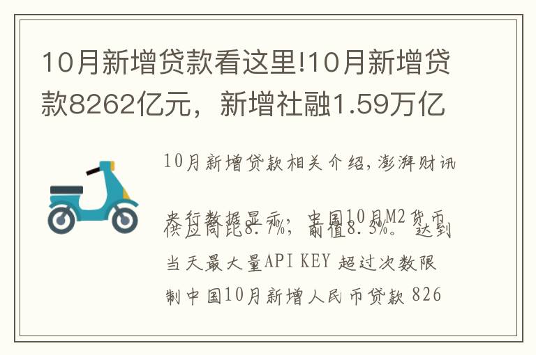 10月新增貸款看這里!10月新增貸款8262億元，新增社融1.59萬億元