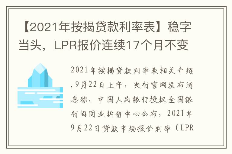 【2021年按揭貸款利率表】穩(wěn)字當(dāng)頭，LPR報(bào)價(jià)連續(xù)17個(gè)月不變