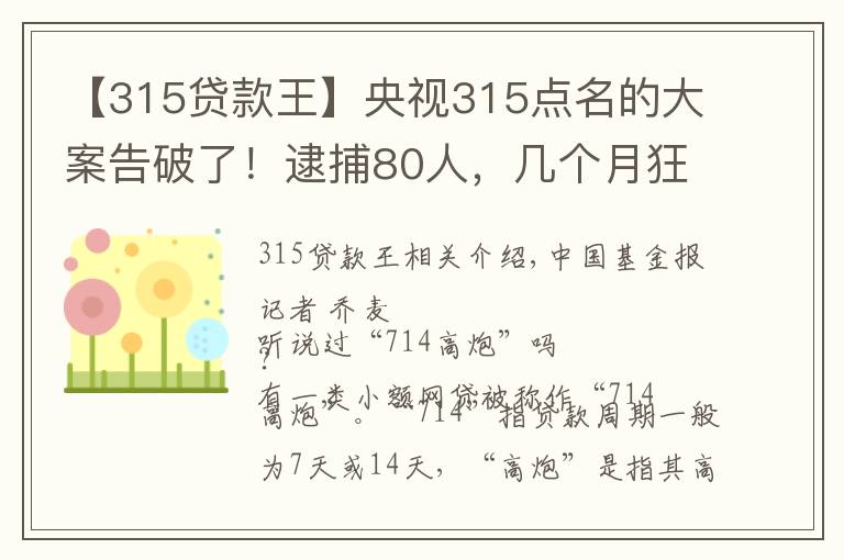 【315貸款王】央視315點(diǎn)名的大案告破了！逮捕80人，幾個(gè)月狂賺30多億