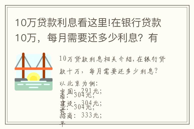 10萬貸款利息看這里!在銀行貸款10萬，每月需要還多少利息？有你想要的銀行嗎？