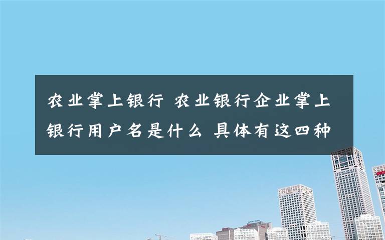 農(nóng)業(yè)掌上銀行 農(nóng)業(yè)銀行企業(yè)掌上銀行用戶名是什么 具體有這四種