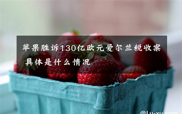 蘋果勝訴130億歐元愛爾蘭稅收案 具體是什么情況