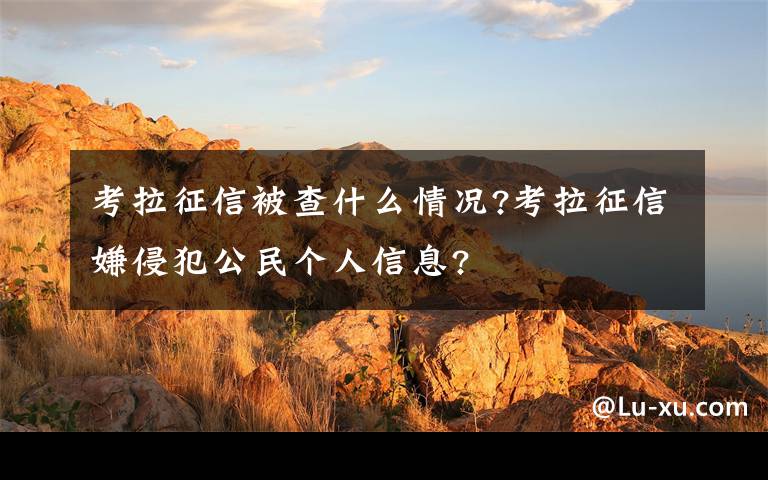 考拉征信被查什么情況?考拉征信嫌侵犯公民個人信息?