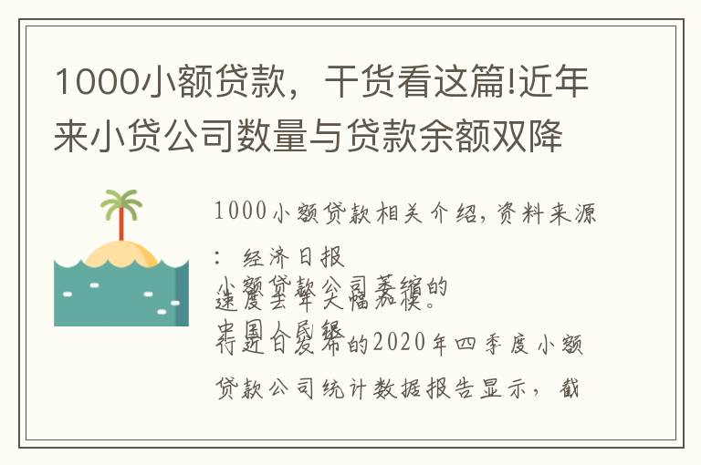 1000小額貸款，干貨看這篇!近年來小貸公司數(shù)量與貸款余額雙降，專家呼吁盡快明確小額貸款公司法律地位