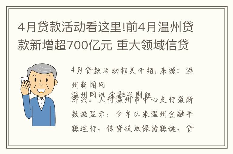 4月貸款活動看這里!前4月溫州貸款新增超700億元 重大領(lǐng)域信貸投放力度加大