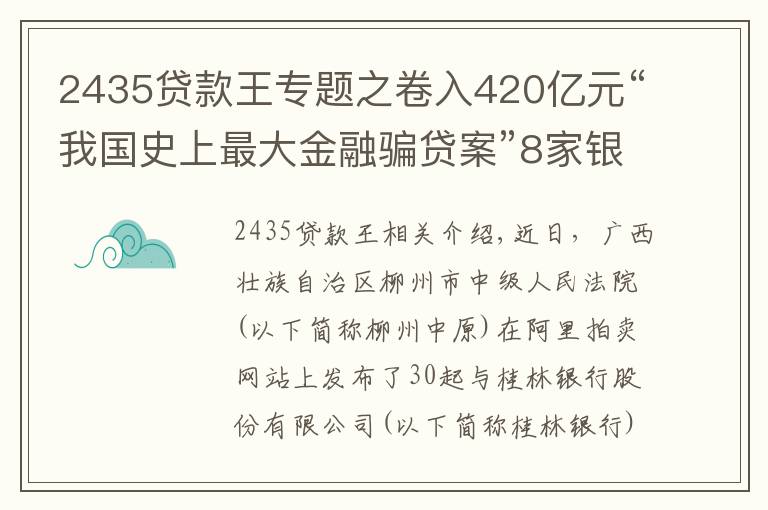 2435貸款王專題之卷入420億元“我國史上最大金融騙貸案”8家銀行超23億元股權(quán)被拍賣