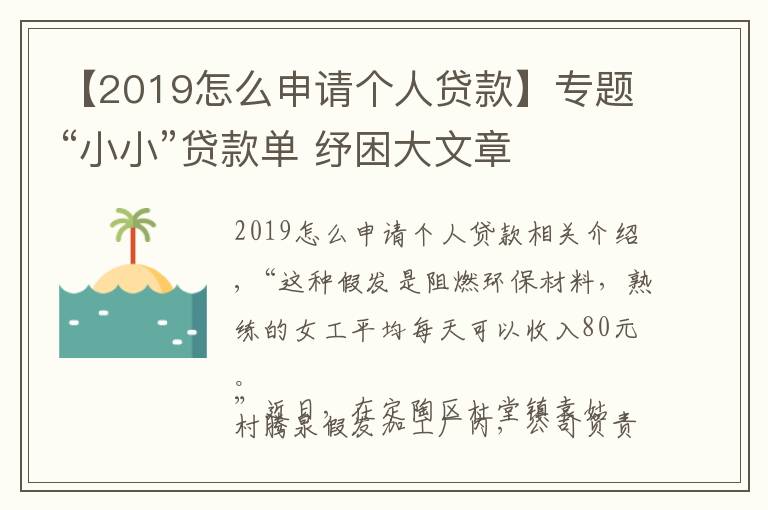 【2019怎么申請(qǐng)個(gè)人貸款】專題“小小”貸款單 紓困大文章