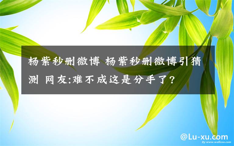 楊紫秒刪微博 楊紫秒刪微博引猜測(cè) 網(wǎng)友:難不成這是分手了?