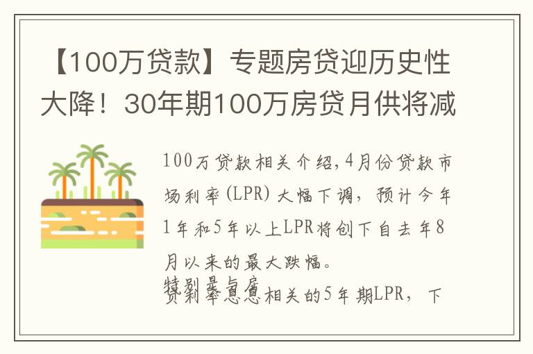 【100萬貸款】專題房貸迎歷史性大降！30年期100萬房貸月供將減少151元