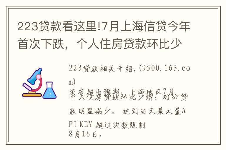 223貸款看這里!7月上海信貸今年首次下跌，個(gè)人住房貸款環(huán)比少增