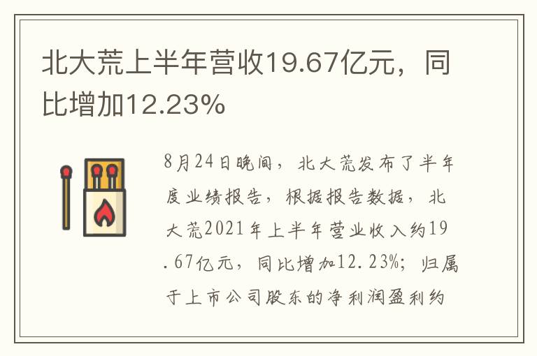 北大荒上半年?duì)I收19.67億元，同比增加12.23%