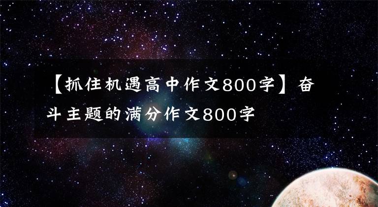 【抓住機(jī)遇高中作文800字】奮斗主題的滿分作文800字