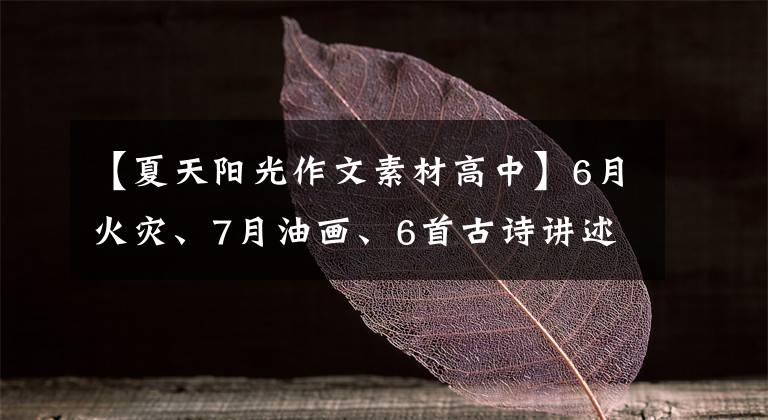 【夏天陽光作文素材高中】6月火災(zāi)、7月油畫、6首古詩講述盛夏對(duì)話性和油畫