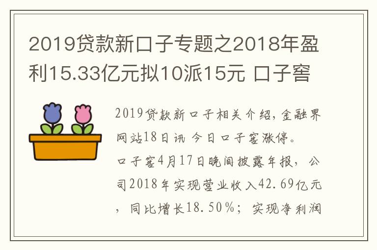 2019貸款新口子專題之2018年盈利15.33億元擬10派15元 口子窖漲停