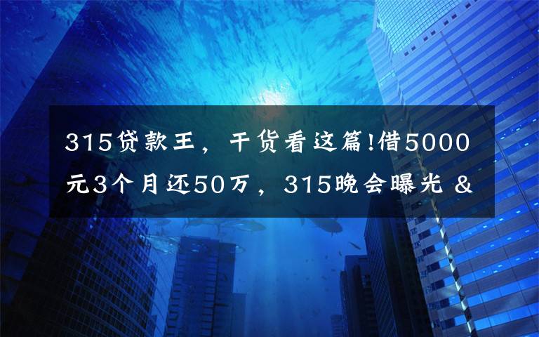 315貸款王，干貨看這篇!借5000元3個(gè)月還50萬，315晚會(huì)曝光 "714高炮"黑幕，涉及融360等多家網(wǎng)貸平臺，中概互金股昨夜大跳水