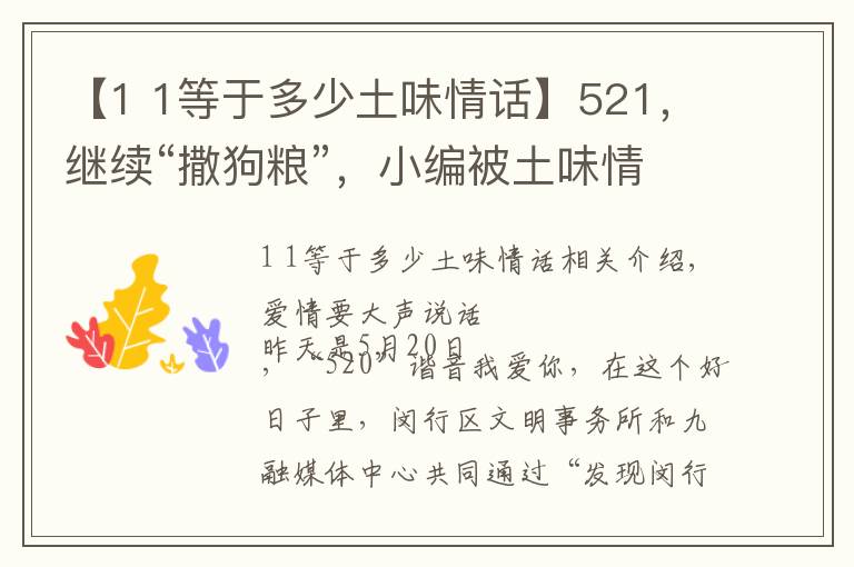 【1 1等于多少土味情話】521，繼續(xù)“撒狗糧”，小編被土味情話刺激了