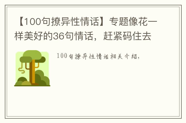 【100句撩異性情話】專題像花一樣美好的36句情話，趕緊碼住去撩男神女神！