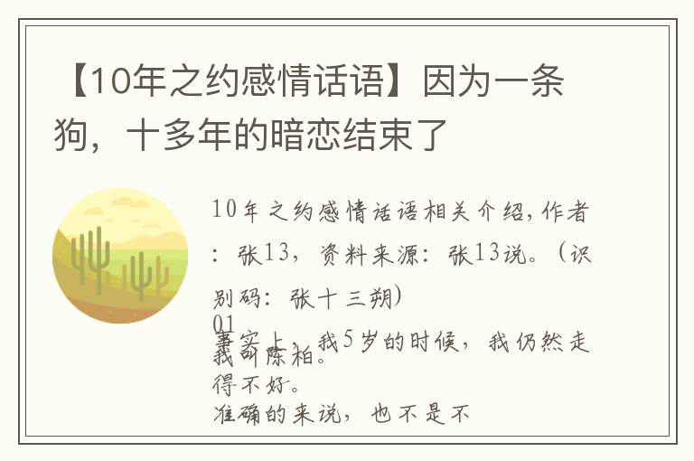 【10年之約感情話語(yǔ)】因?yàn)橐粭l狗，十多年的暗戀結(jié)束了