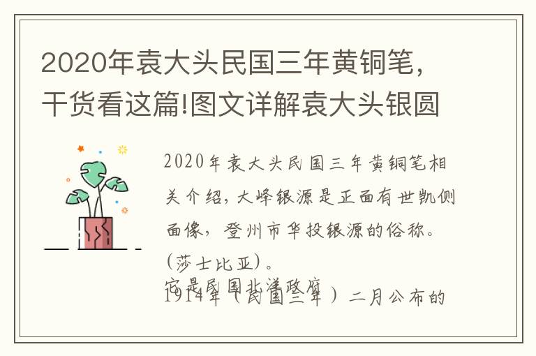 2020年袁大頭民國(guó)三年黃銅筆，干貨看這篇!圖文詳解袁大頭銀圓的鑒定方法和技巧