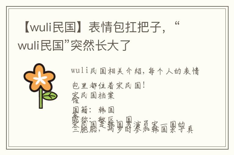 【wuli民國(guó)】表情包扛把子，“wuli民國(guó)”突然長(zhǎng)大了