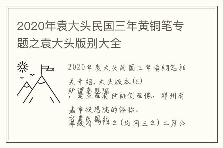 2020年袁大頭民國三年黃銅筆專題之袁大頭版別大全