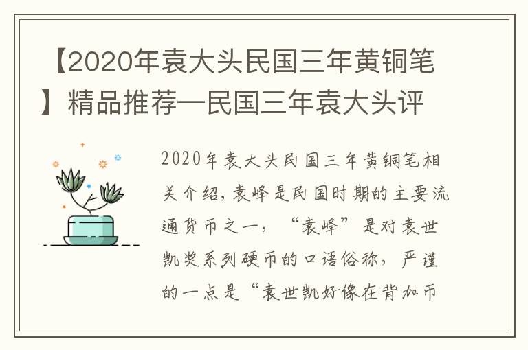 【2020年袁大頭民國(guó)三年黃銅筆】精品推薦—民國(guó)三年袁大頭評(píng)級(jí)幣