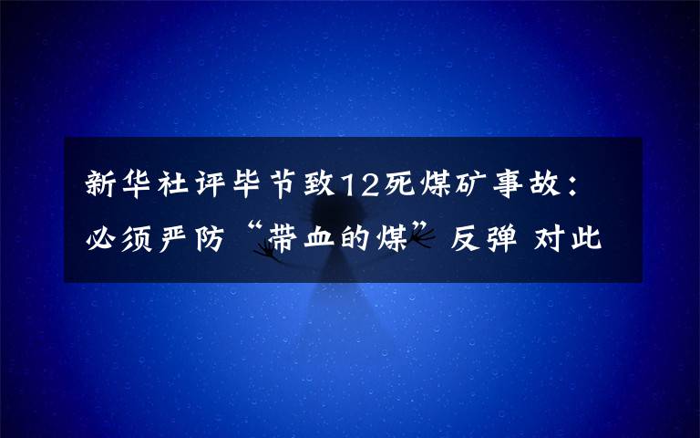 新華社評畢節(jié)致12死煤礦事故：必須嚴(yán)防“帶血的煤”反彈 對此大家怎么看？