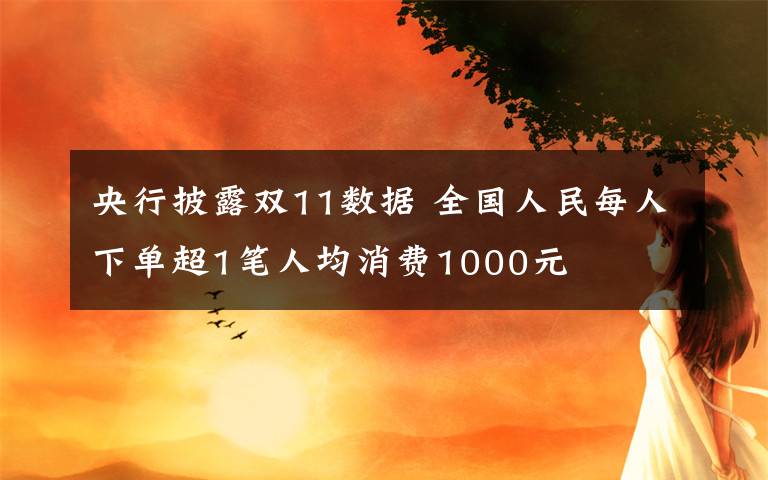 央行披露雙11數(shù)據(jù) 全國(guó)人民每人下單超1筆人均消費(fèi)1000元