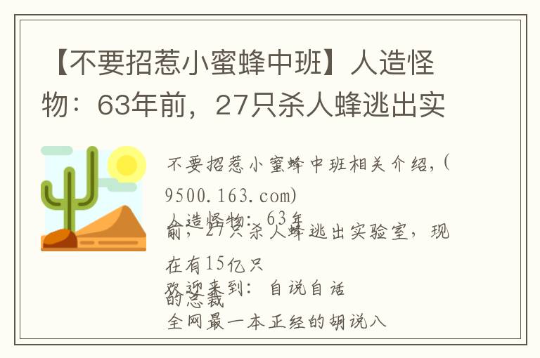 【不要招惹小蜜蜂中班】人造怪物：63年前，27只殺人蜂逃出實(shí)驗(yàn)室，現(xiàn)在有15億只