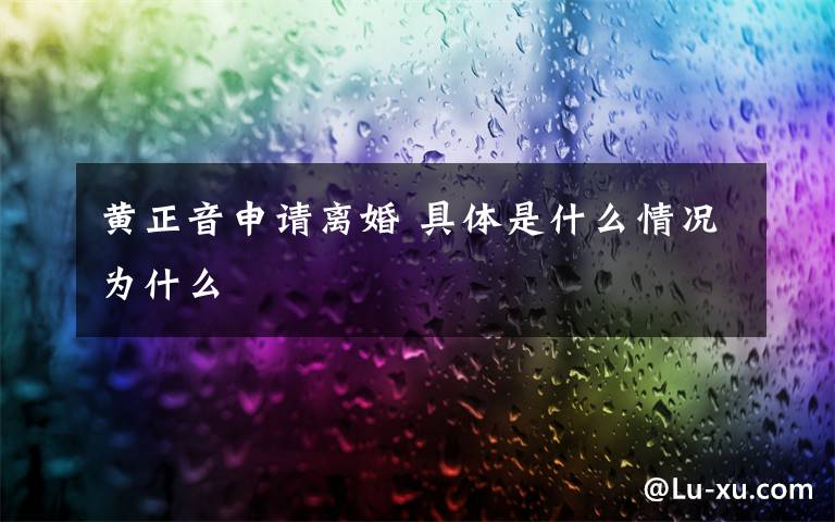 黃正音申請(qǐng)離婚 具體是什么情況為什么