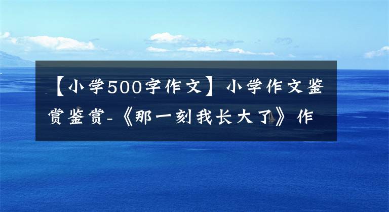 【小學500字作文】小學作文鑒賞鑒賞-《那一刻我長大了》作文500字，我長大后寫作