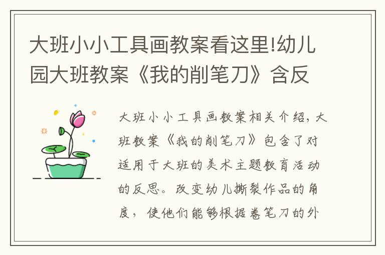 大班小小工具畫教案看這里!幼兒園大班教案《我的削筆刀》含反思