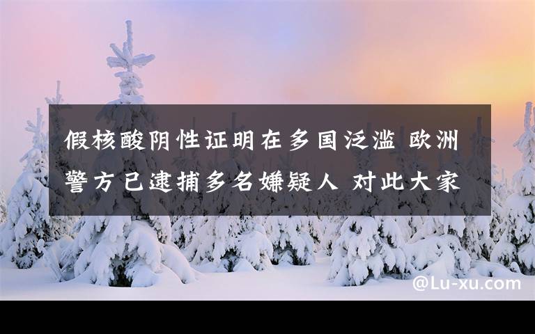 假核酸陰性證明在多國泛濫 歐洲警方已逮捕多名嫌疑人 對此大家怎么看？