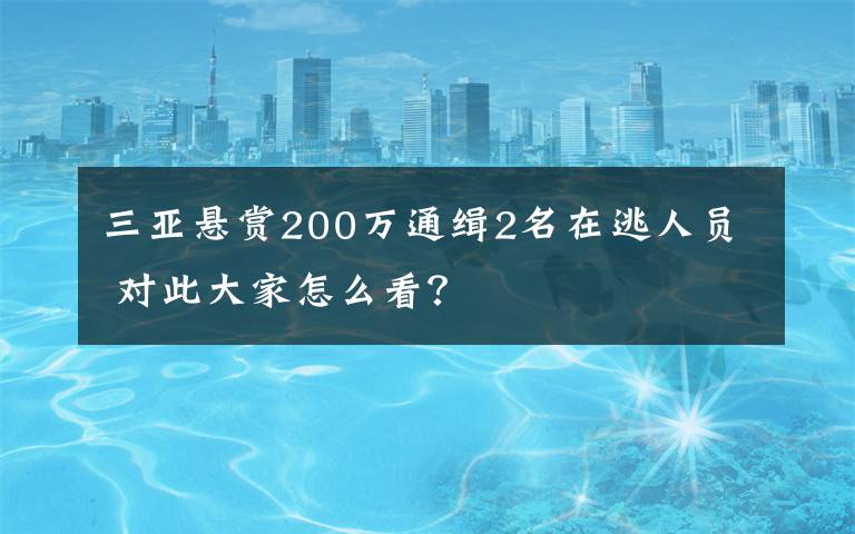 三亞懸賞200萬通緝2名在逃人員 對此大家怎么看？