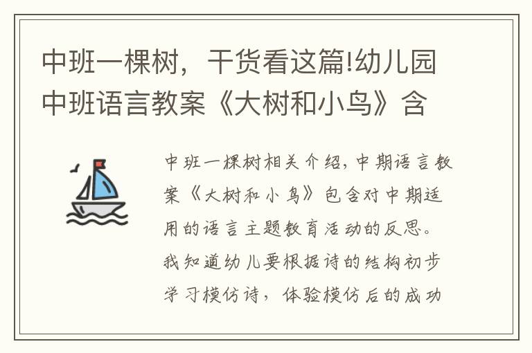 中班一棵樹，干貨看這篇!幼兒園中班語言教案《大樹和小鳥》含反思