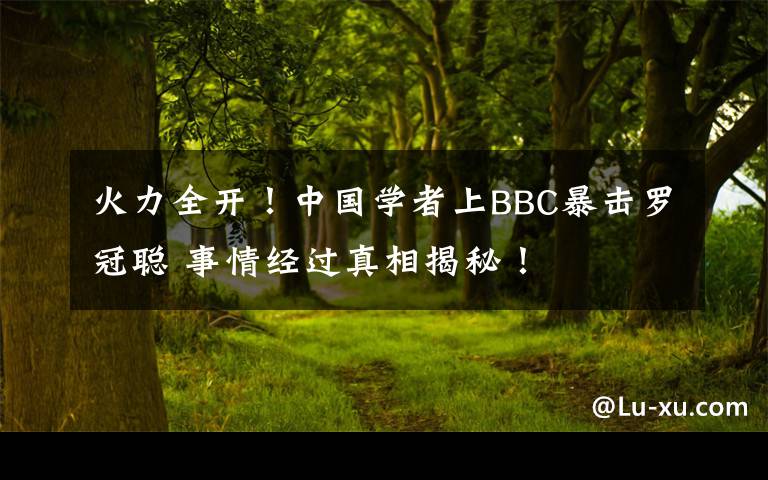 火力全開！中國學(xué)者上BBC暴擊羅冠聰 事情經(jīng)過真相揭秘！