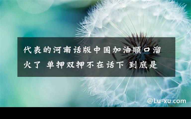 代表的河南話版中國加油順口溜火了 單押雙押不在話下 到底是什么狀況？