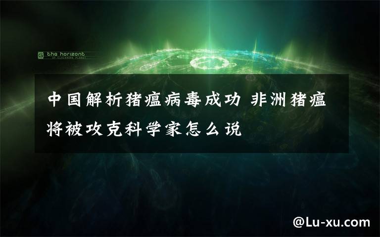 中國解析豬瘟病毒成功 非洲豬瘟將被攻克科學(xué)家怎么說