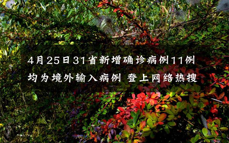 4月25日31省新增確診病例11例 均為境外輸入病例 登上網(wǎng)絡(luò)熱搜了！