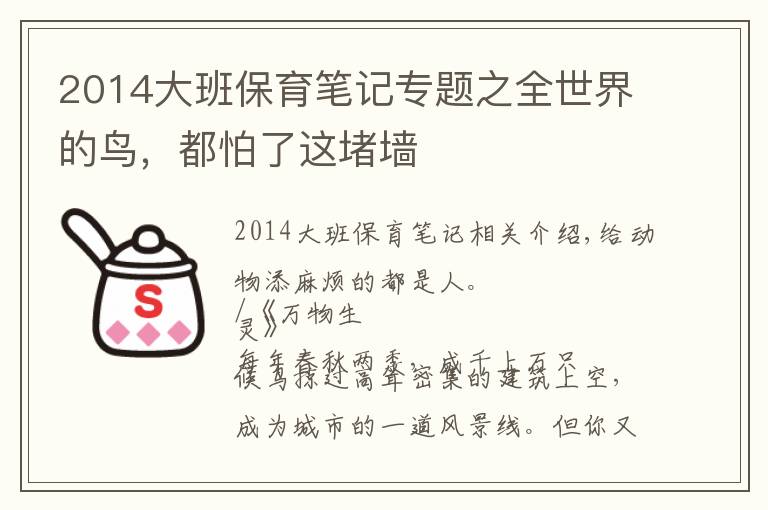 2014大班保育筆記專題之全世界的鳥，都怕了這堵墻